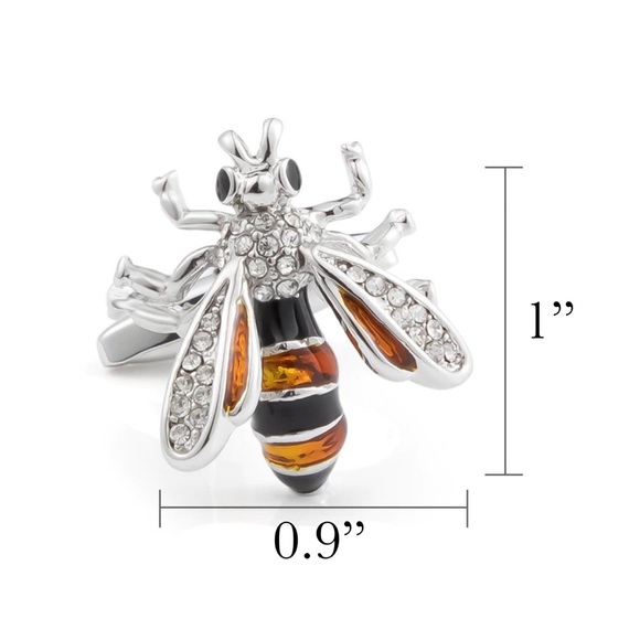 Crystal Amber and Black Bumblebee Wasp Cufflinks - Picture 16 of 16